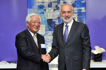 Benny Landa, Chairman and CEO Landa Corporation and Yoshiharu Komori, President, Chairman and CEO Komori Corporation 